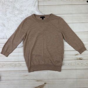 J. Crew Brown Crew Neck Sweater Taupe knit Tan M